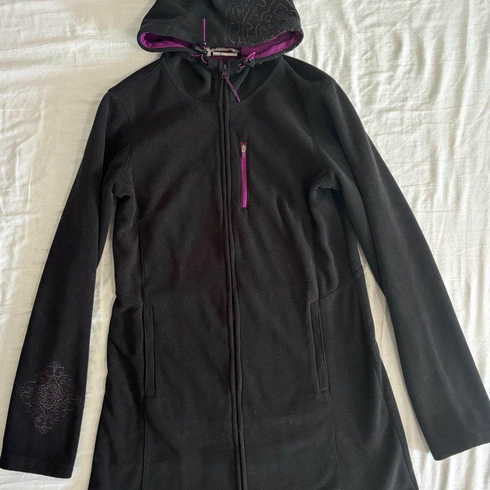 Women's Black Sweater Jacket with Purple Details